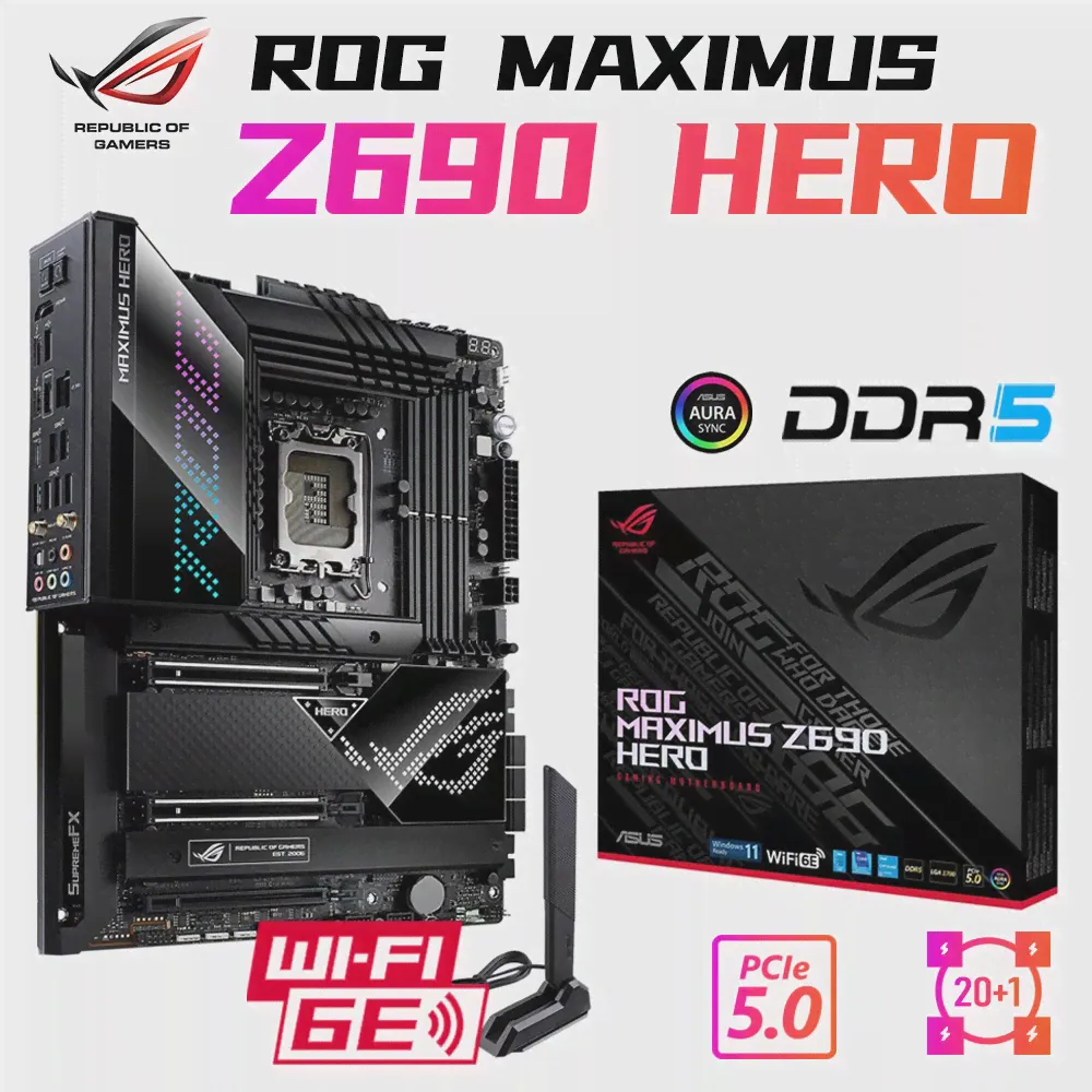 Игровая материнская плата Intel Z690 WIFI ATX DDR5 128G ASUS ROG MAXIMUS Z690 HERO PCIe 5,0 Пять M.2 SSD Thunderbolt 4 USB 3,2 Type-C