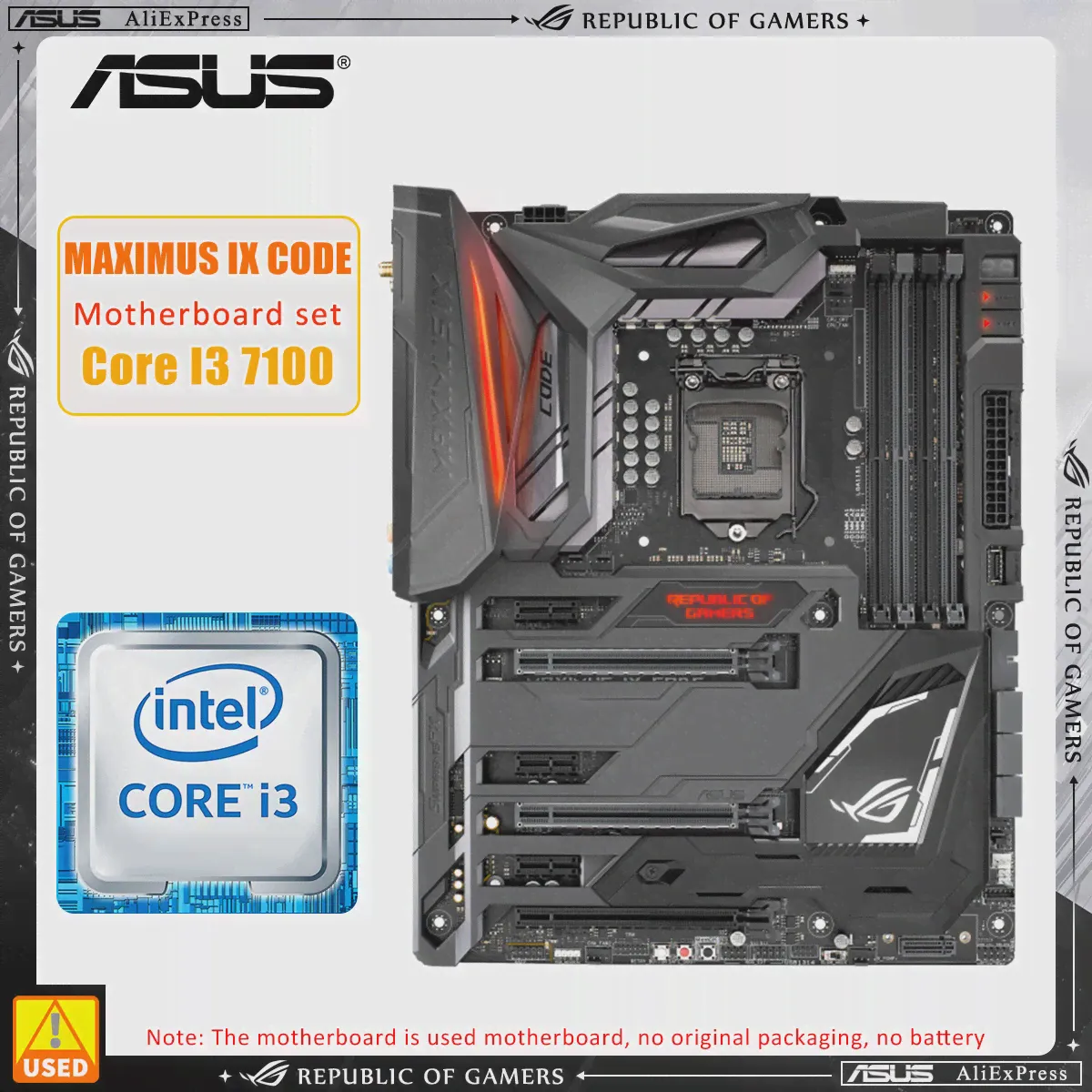 Комплект материнской платы LGA 1151 ASUS ROG MAXIMUS IX CODE + I3 7100 процессор Intel Z270 Материнская плата DDR4 64 ГБ 2 × M. 2 PCI-E 3.0 USB3.1ATX-0
