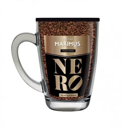 MAXIMUS Кофе сублим. NERO 70гр Стекл. кружка 1*12-0